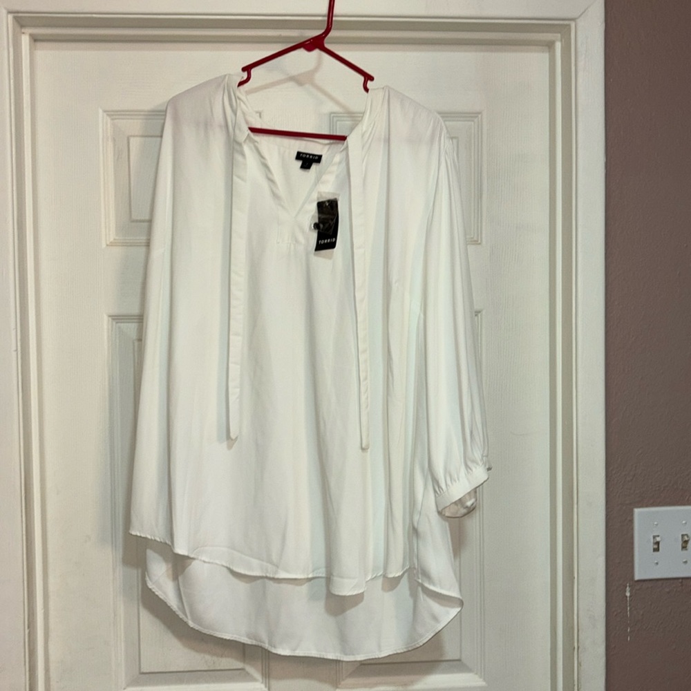 Torrid tie neck peasant blouse
